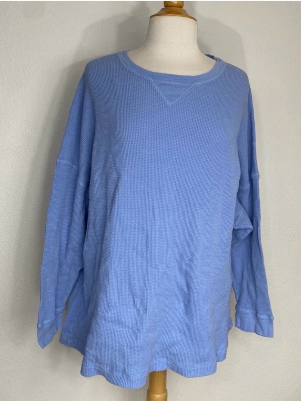 Free People Womens Periwinkle Oversize Batwing Waffle Knit Top Size Small Casual